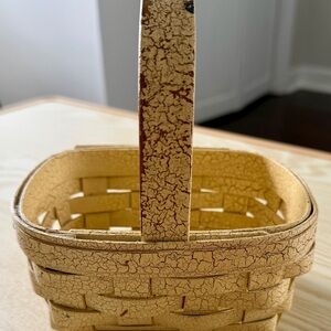 Gerald Henn yellow  Crackle-Finish Woven Basket with Handle
